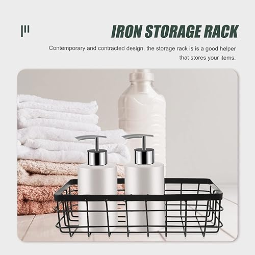 Miniatura 4 de ABOOFAN Cesta de metal pequeña rectangular de almacenamiento de metal cesta de alambre organizador de almacenamiento de baño cesta de papel