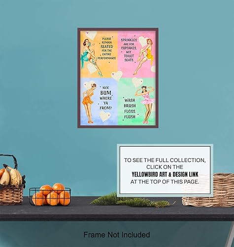 Miniatura 6 de Pinup - Decoración de baño para mujer, arte de pared de baño, divertida decoración retro de los años 50 para el hogar, tocador o baño, bonito regalo
