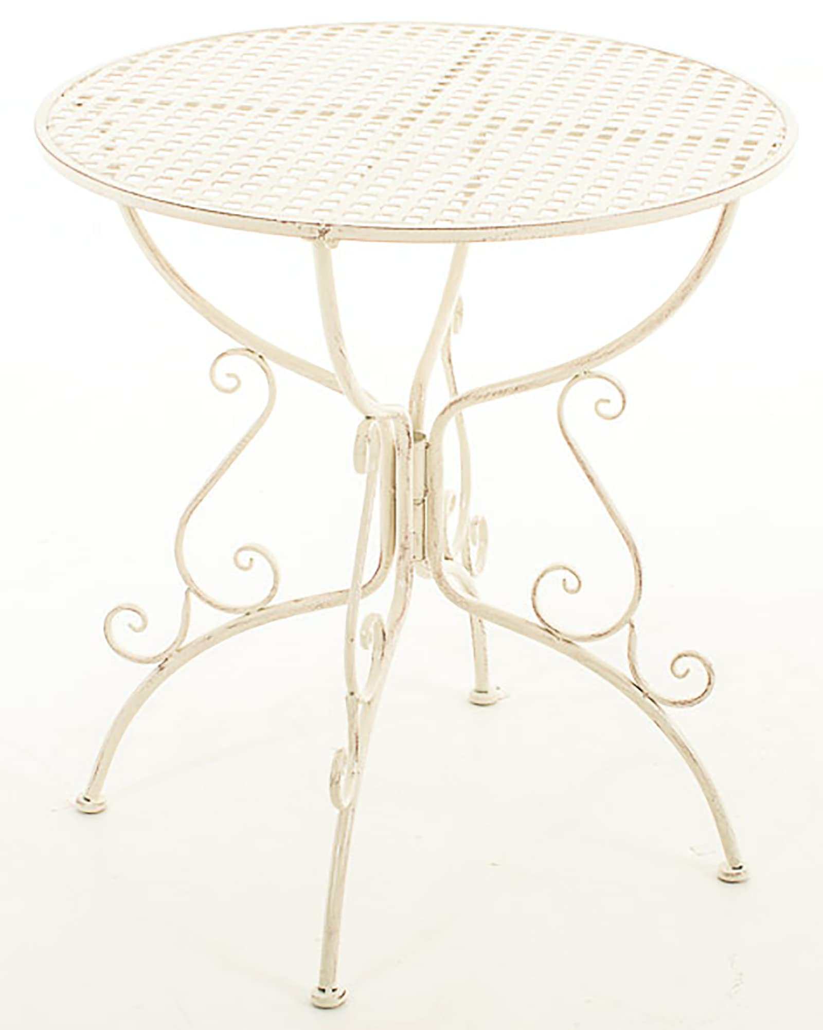 CLP Mesa De Jardín Amanda I Mesa Redonda con Adornos De Época Medieval I Mesa con Adornos Elaborados A Mano En Estilo Nostálgico, Color:Crema Envejecido