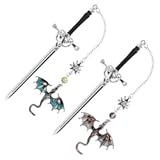 2 Pcs Fourth Wing Bookmark&comma; Tassel Metal Pendant Dragon Sword Bookmarks for Reading Page Markers