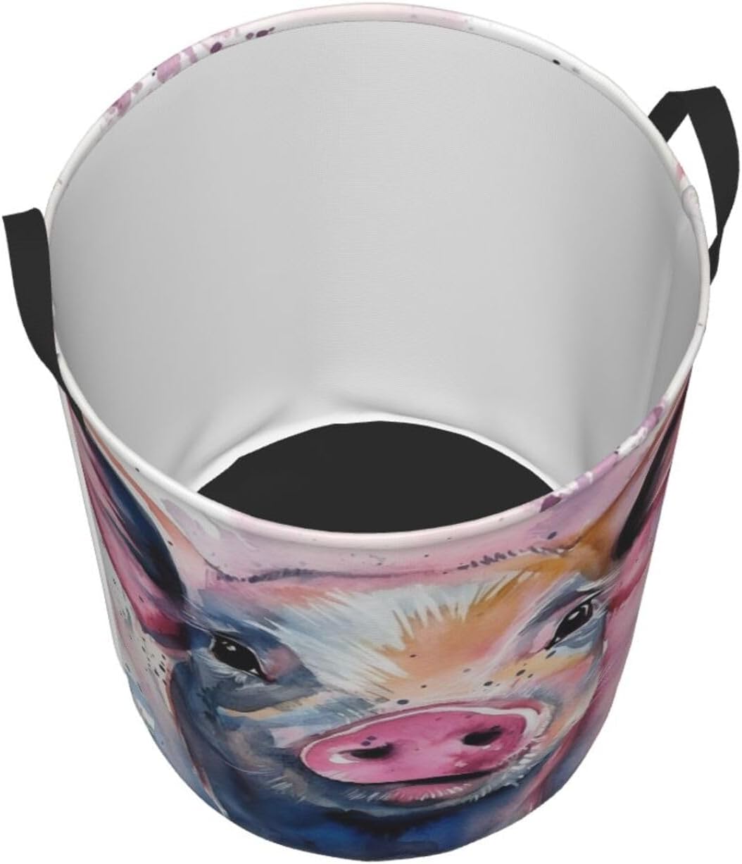 Smiling Laundry Basket With Handles, Foldable Laundry Hamper Oxford Cloth Dirty Clothes Basket Waterproof Clothes Toys Storage Bin Organizer for Bedroom Bathroom Dorm