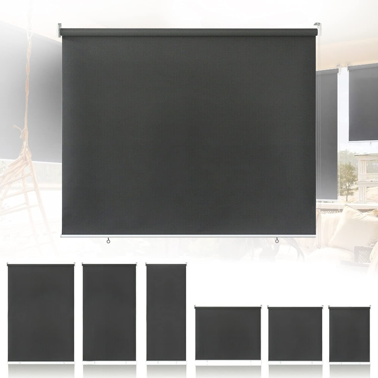 Pionowa markiza balkonowa, 140 x 140 cm, ochrona przed słońcem, roleta boczna, zacienienie, ochrona przed promieniowaniem UV i warunki atmosferyczne, na balkon, taras, do ogrodu, antracytowa