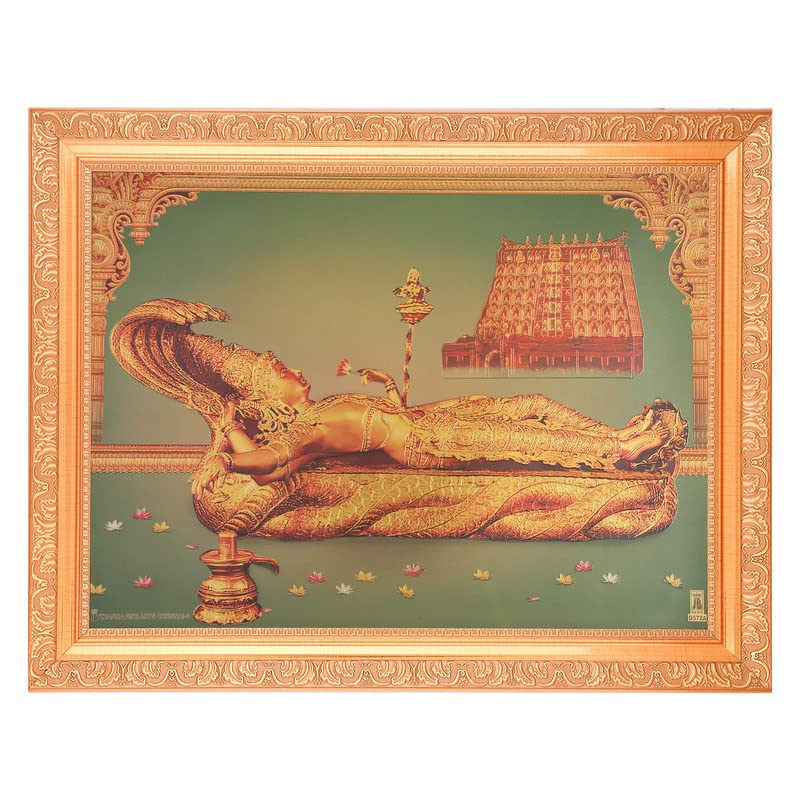 Cadre photo Sri Govindaraja Perumal doré pour décoration spirituelle indienne