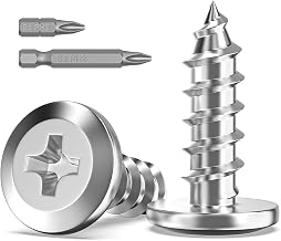 20Pcs M5 Screws for Wood, M5 x 16mm Screws, Flat Head | 304 Stainless Steel, Self Tapping Screws, Phillips Drive with 2Pcs Bits