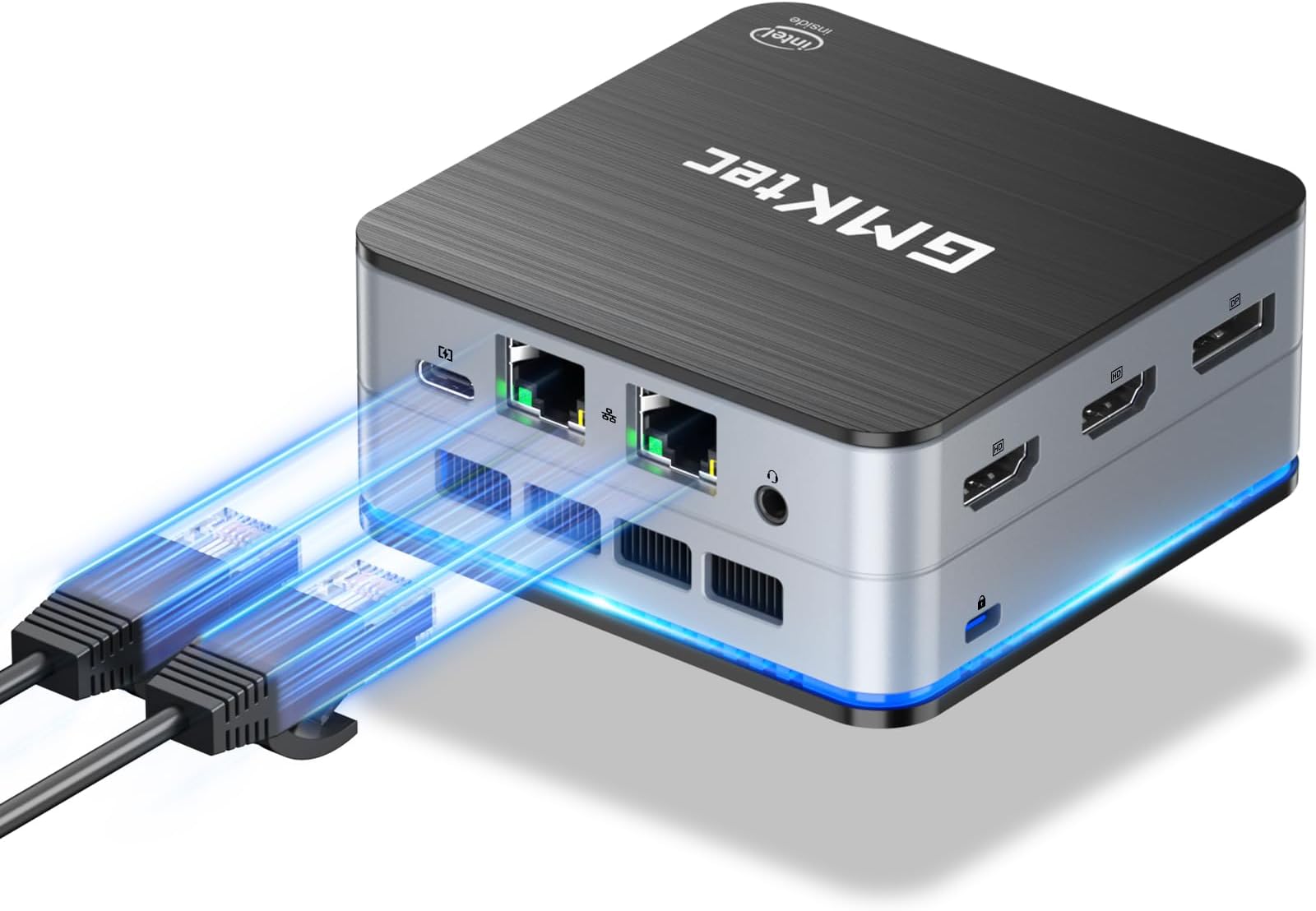 GMKtecMini PC N100, Dual LAN Windows 11 Pro Intel N100 (3.4GHz) 4C/4T, Desktop Computer 12GB DDR5 1TB Hard Drive, Micro PC 4K, Triple Display, WiFi6, BT5.2, Energy Efficient Red/Black