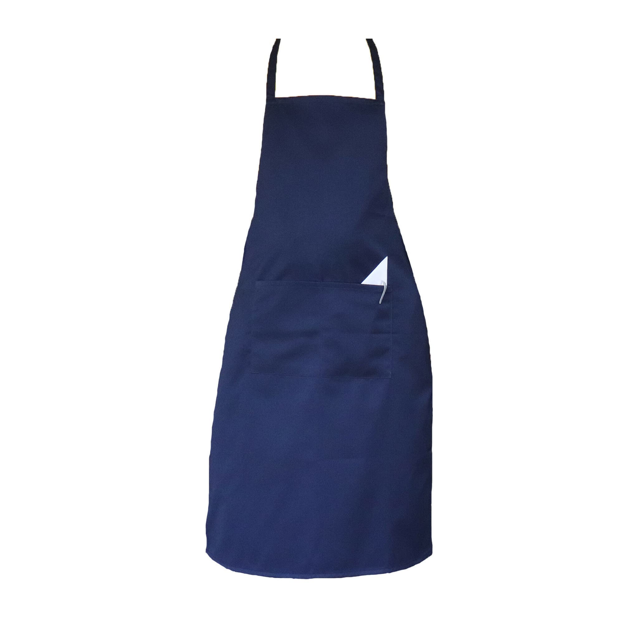 P-H Unisex Navy Full Apron Adjustable 2 Front Pockets Chef Apron Kitchen Café, Pub And Restaurant Men And Women Apron (Navy)
