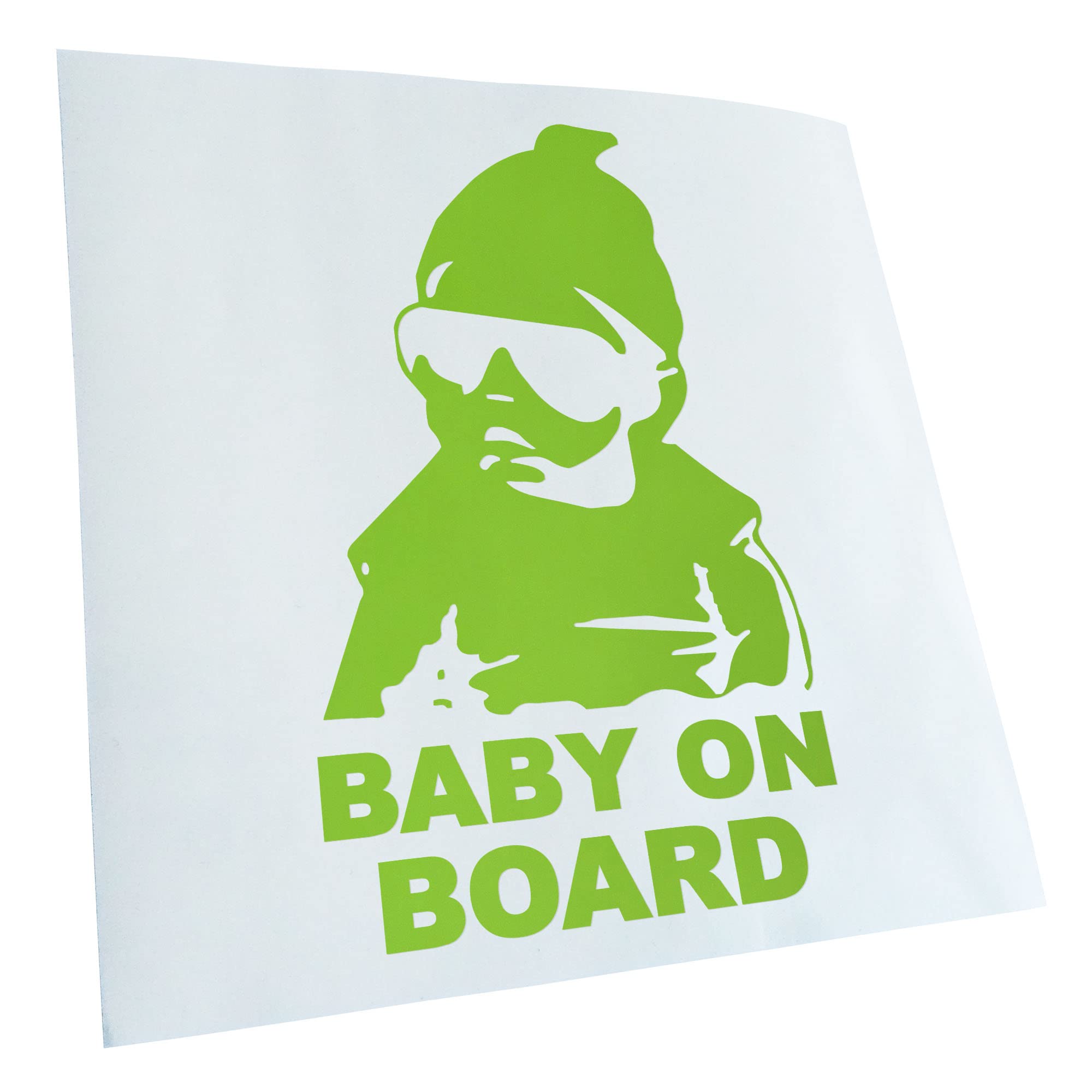 Kiwistar - Car Sticker - Green - 50 x 31 cm Baby on Board Children's Sticker - Rear Window Car Sticker Weatherproof for Car Truck Moped Truck - Sticker Exterior Self-Adhesive Tuning Accessories for