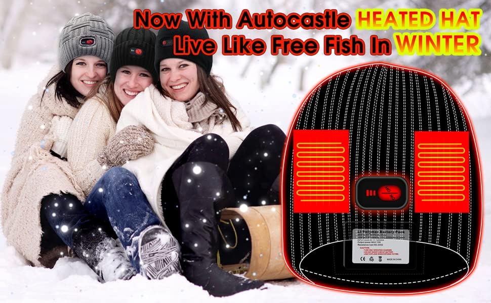Autocastle Men Women Rechargeable Electric Warm Heated Hat Winter Battery Heat Skull Beanie - Image 9