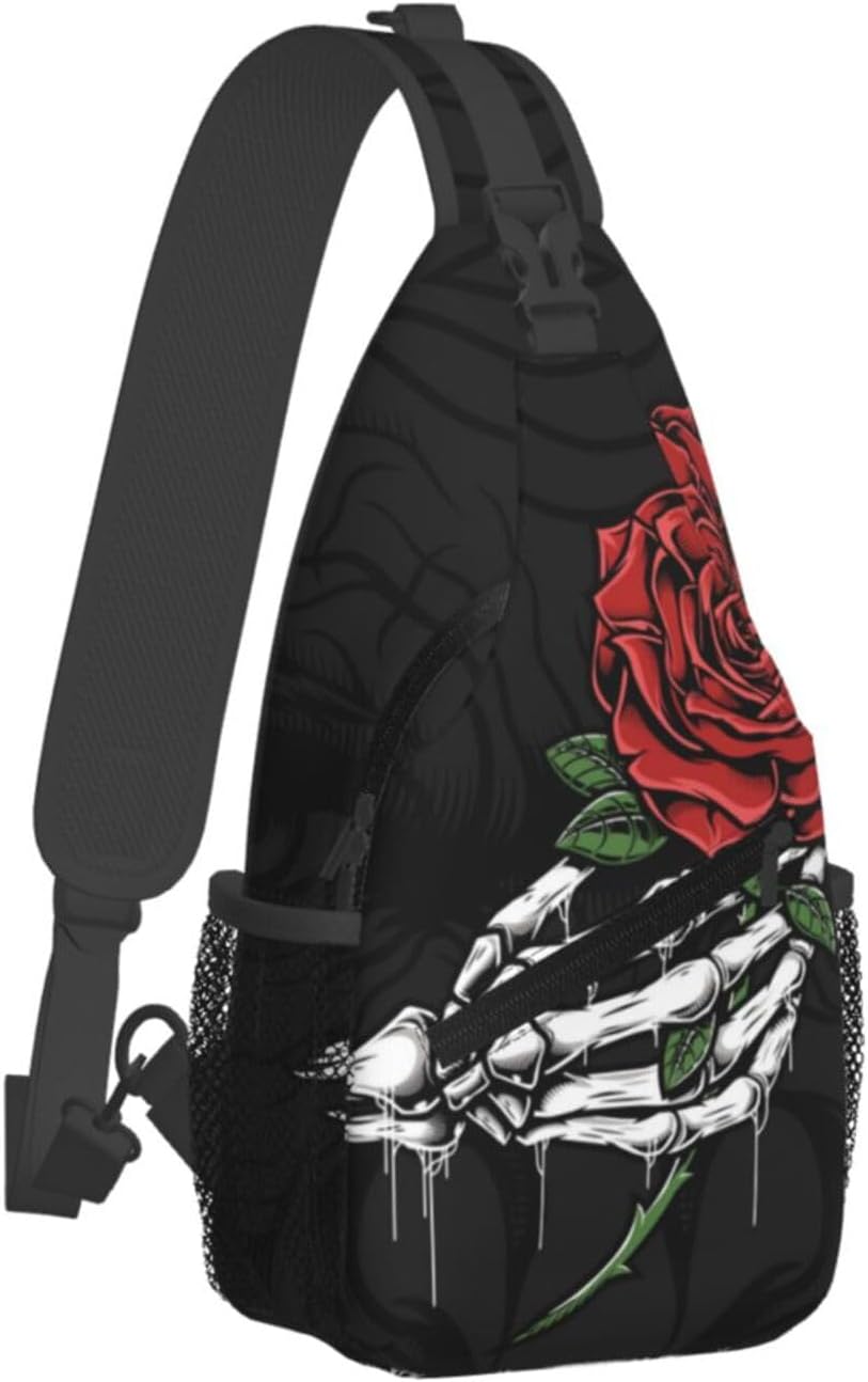 Skull Sling Backpack Chest Bag Crossbody Shoulder Bag Gym Cycling Travel Hiking Daypack For Men Women - Image 2