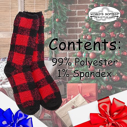 Image of World's Softest Cozy Collection Crew Socks - Smooth Multi Colors Cozy Socks - Knit Top Holiday Spirit Fashion Socks