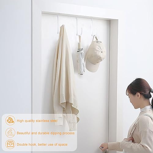 Miniatura 6 de Ganchos de doble cara para colgar sobre la puerta para ropa. Juego de dos ganchos para colgar sobre la puerta. Percha para toallas para baño, gancho