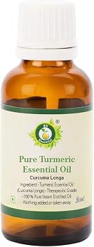 Turmeric Essential Oil | Curcuma Longa | Turmeric Oil | For Face | For Hair | For Skin | 100% Pure Natural | Steam Distilled | Therapeutic Grade | 5ml | 0.169oz By R V Essential