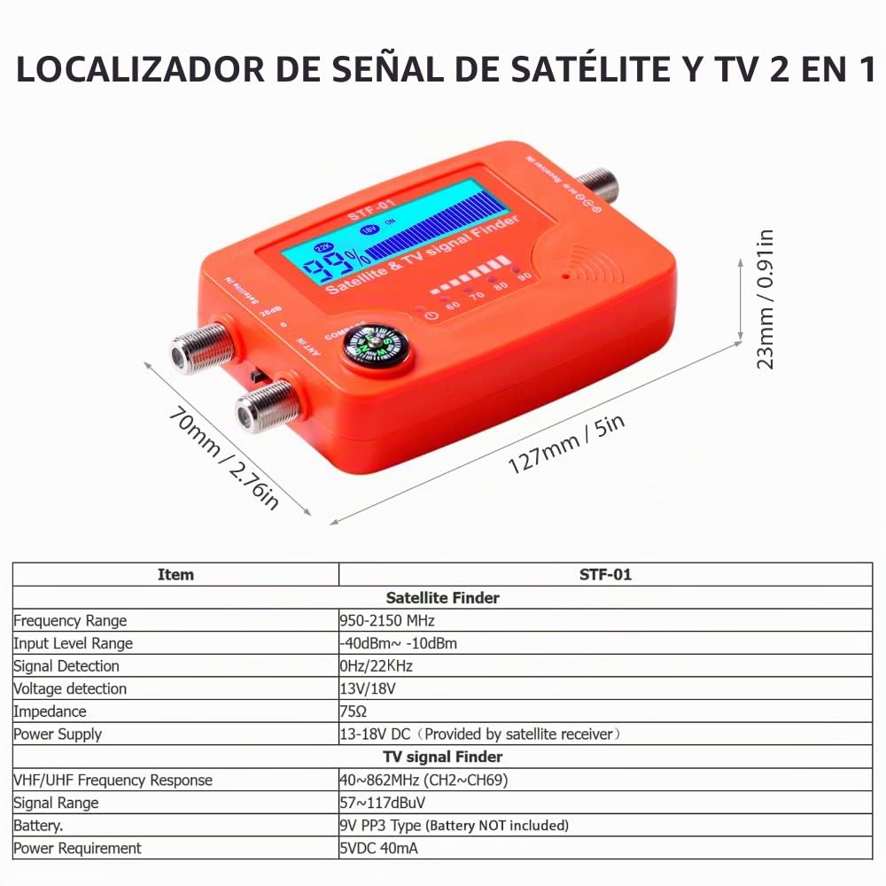 DollaTek Buscador de satélite de TV Medidor de señal de satélite de diseño de brújula de alta sensibilidad profesional para medidor de fuerza de señal de satélite de TV
