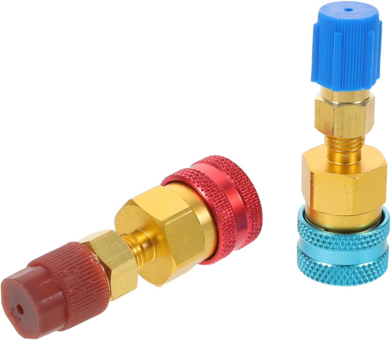 R1234yf Quick Coupler Kit with Manual Low and High Side Ac Hose Adapters, Automotive Air Conditioner Fittings for Car Ac Refrigerant Maintenance and Hose Connector Replacement