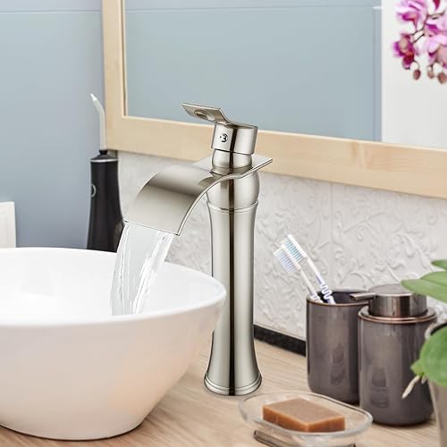 Miniatura 7 de gotonovo Grifo de fregadero de cascada para fregadero de 1 agujero, grifo alto de lavabo de baño de una sola manija, grifo de baño de cascada de