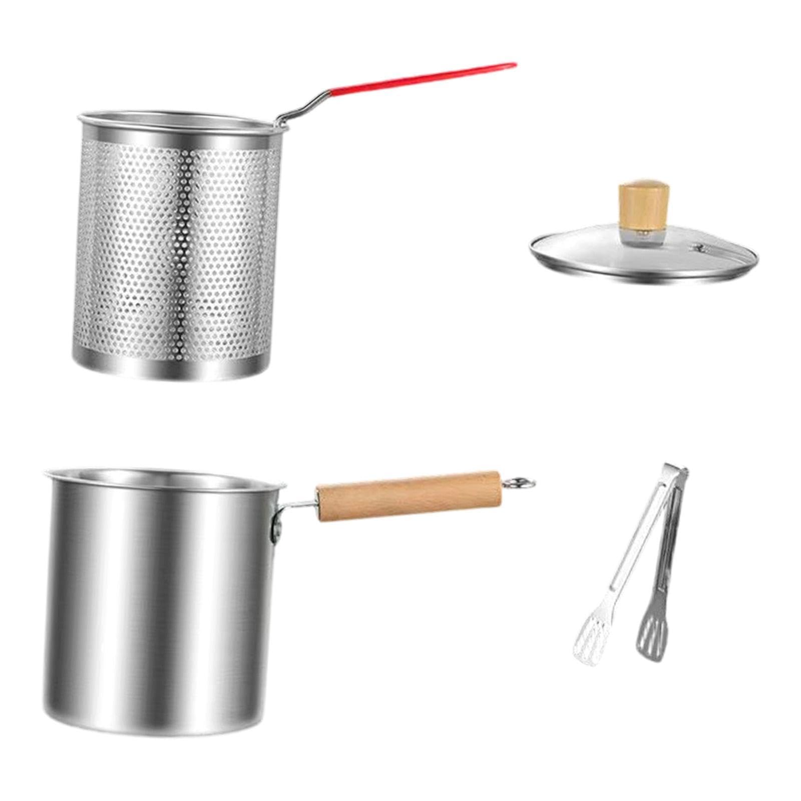 Deep Frying Pot French Fries Chicken Japanese Cooking C | Deep Frying Pot French Fries Chicken Japanese Cooking Camping Fryer Stainless Steel Silver-image-43