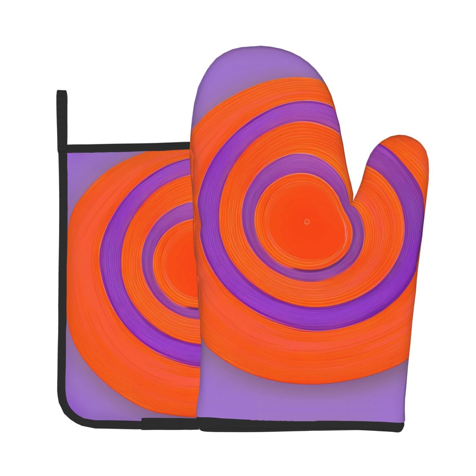 Oven Mitts and Potholders Set of 2 for Kitchen Baking Cooking GrayOrange Circle Centre Thick and Durable
