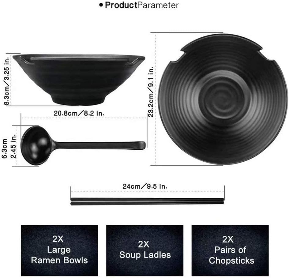 Ainbonte Japanese Ramen Bowl Set, Soup Bowl with Spoon and Chopsticks - Image 2