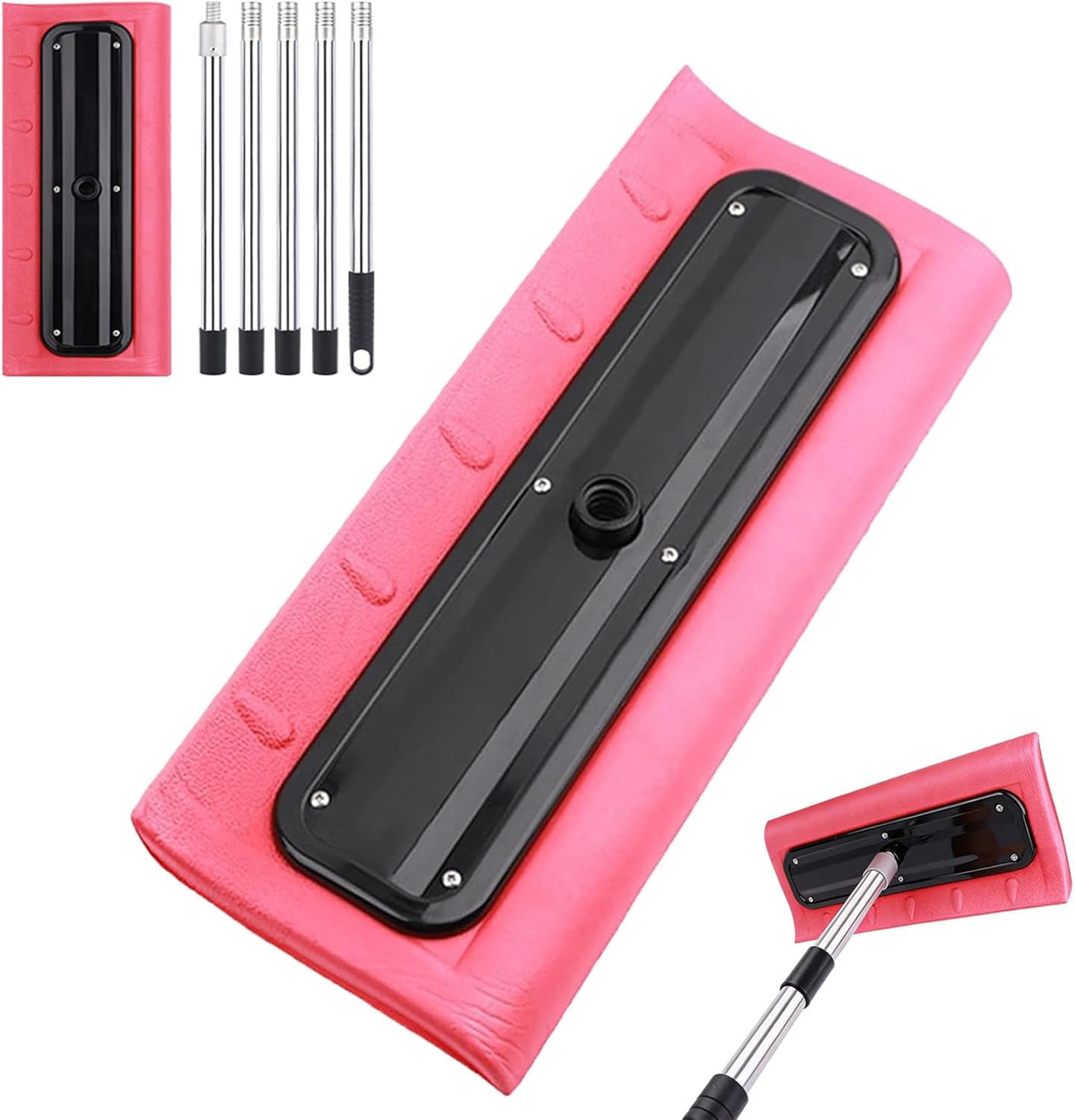 Foam Head Roof Snow Rake, Snow Roof Rake with 2m Pole, Lightweight No-Scratch Snow Brush for Vehicles, Pole-Compatible Design for Winter Snow Removal, for Roof Vehicle Driveway Outdoor (1set)