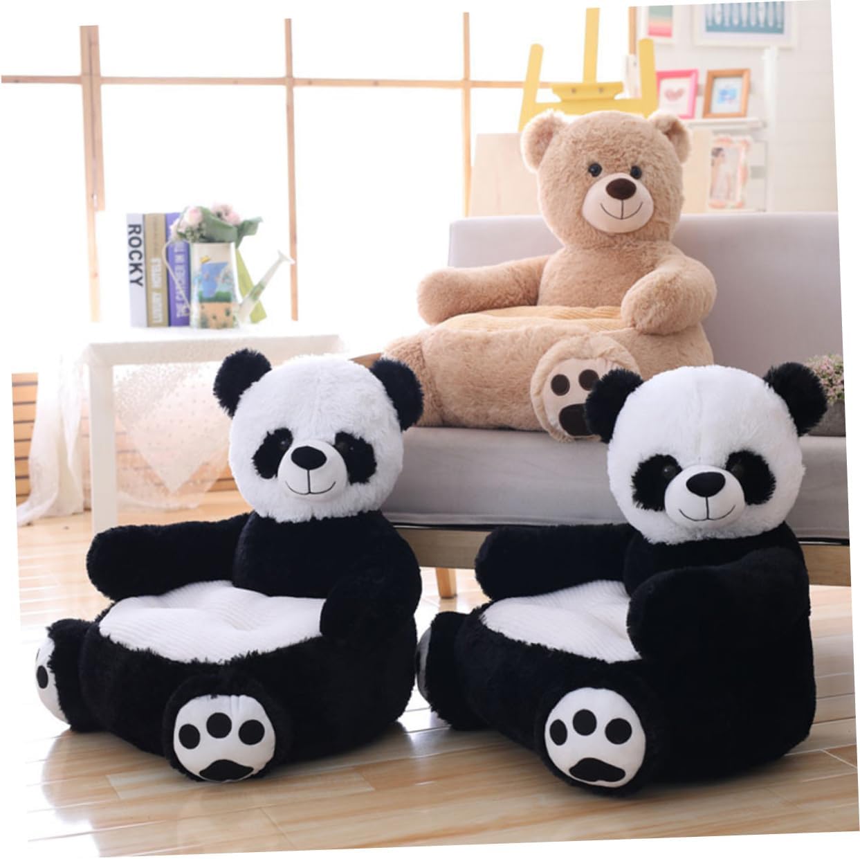 DECHOUS Panda Baby Sofa Chair Cute Cartoon Design Soft Plush Material Supportive Infant Learning Seat for Home and Nursery