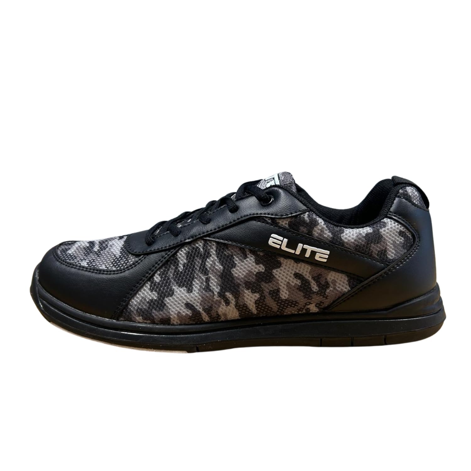 ELITE Pinnacle Bowlingschuhe für Herren – leicht, universelle Gleitsohlen, bequem und leistungssteigernd, Grau, Camo, 48 EU