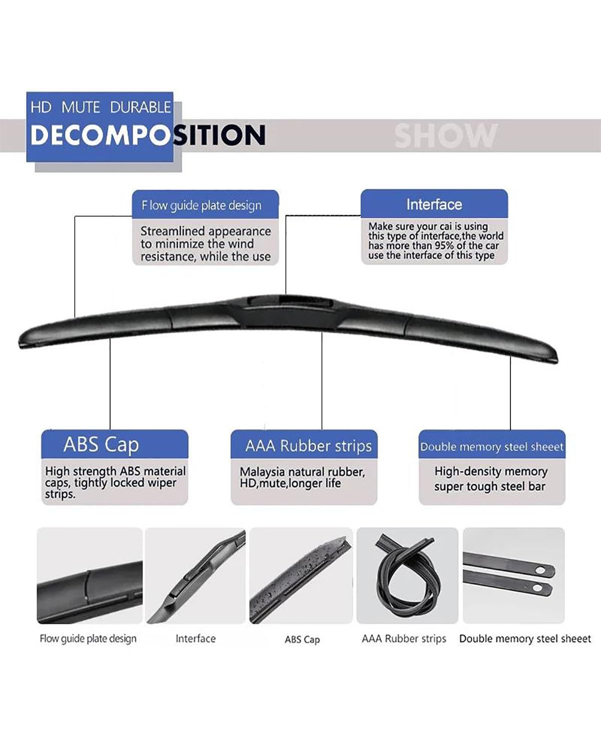 Escobillas Coche Para Corolla E210 Hatchback 2018-2023 Limpiaparabrisas Delantero(LHD)