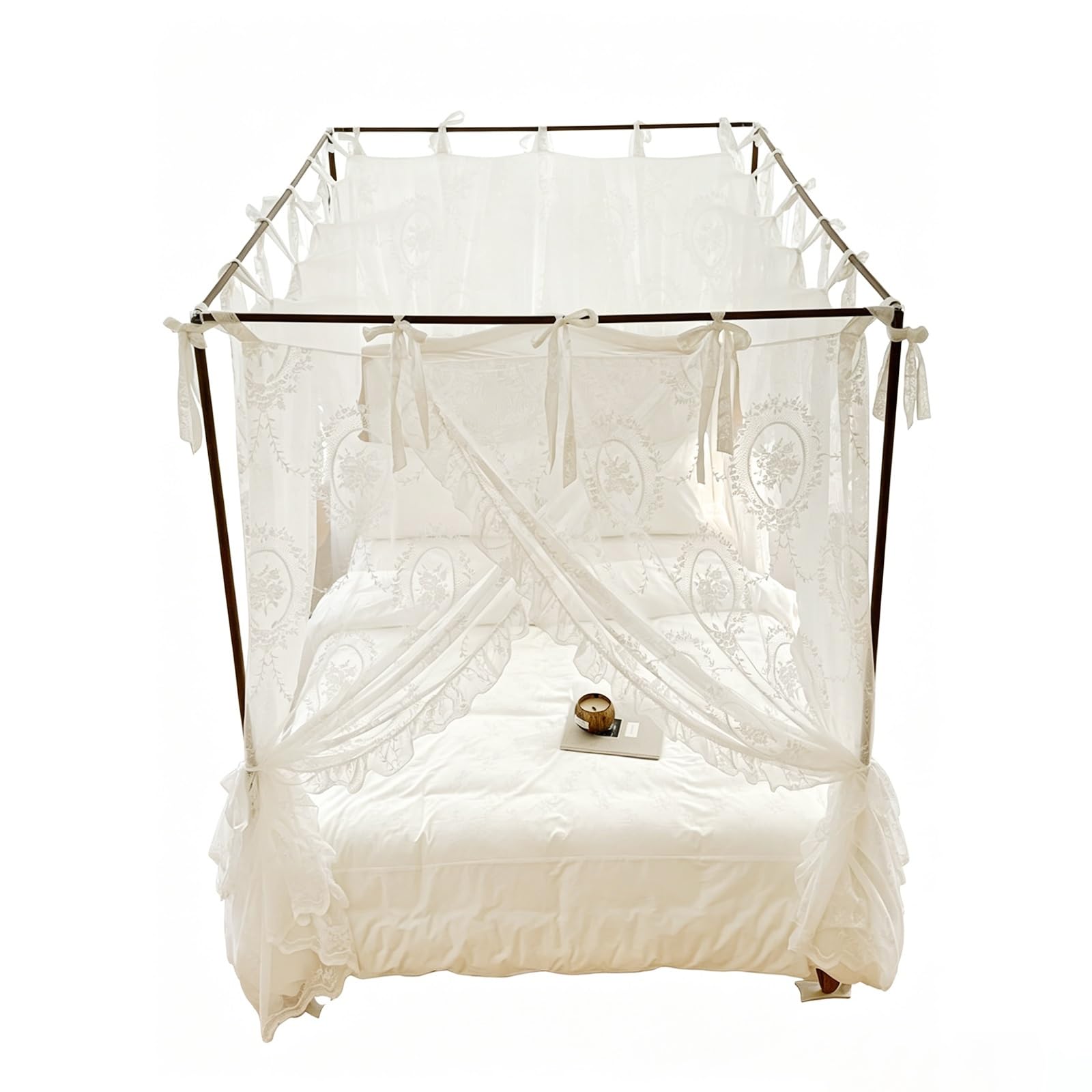 SARKEY 4-Pfosten Prinzessinnen Betthimmel,romantisch Für Mädchen Und Frauen,Bettvorhang, Baldachin Für Erwachsene,Hochzeit,Schlafzimmer,Kinderzimmer,Dekoration(180x220x210cm(71"x87"x83"))