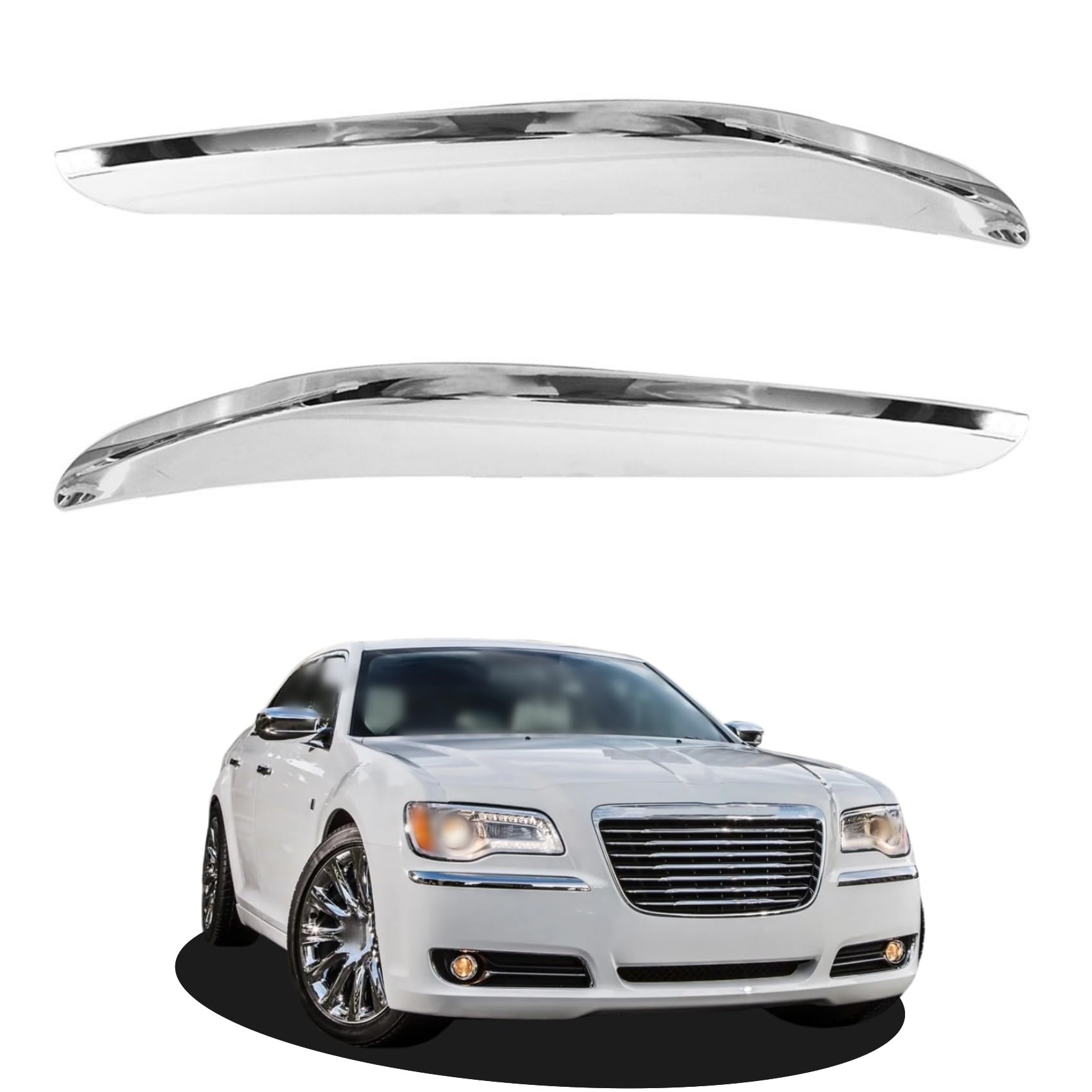 labwork front bumper molding chrome trim set left and right replacement for 300 2011-2014 ch1046103 ch1047103 68127941ab 68127940ab
