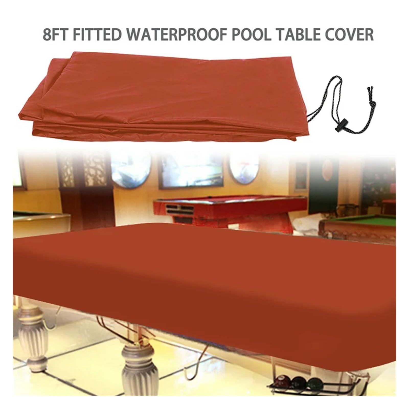 Copertura for tavolo da biliardo, resistente, impermeabile, protezione sole, pioggia, neve e polvere, tessuto Oxford 600D nero, for coperture for mobili casa Per Patio e Snooker(Coffee,285x158x20cm)