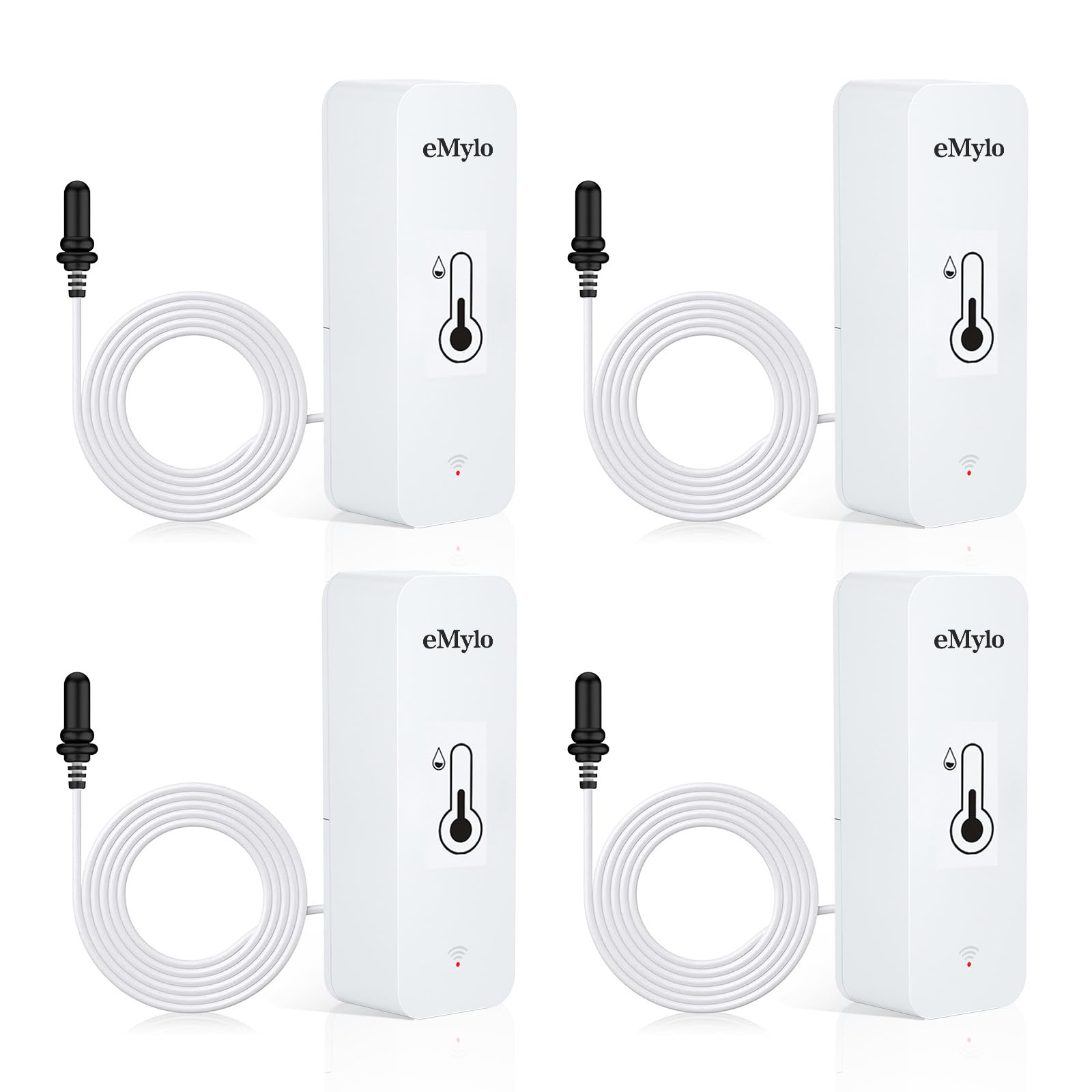 Thermomètre Intérieur Extérieur WiFi EMylo - Moniteur Température Frigo Avec Alarme App, Sonde Externe