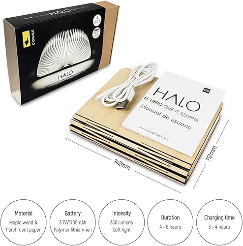 Miniatura 3 de Lámpara plegable para libros Catwalk, luz recargable de madera, lámpara luminiscente inteligente en forma de libro, decoración para el hogar y la