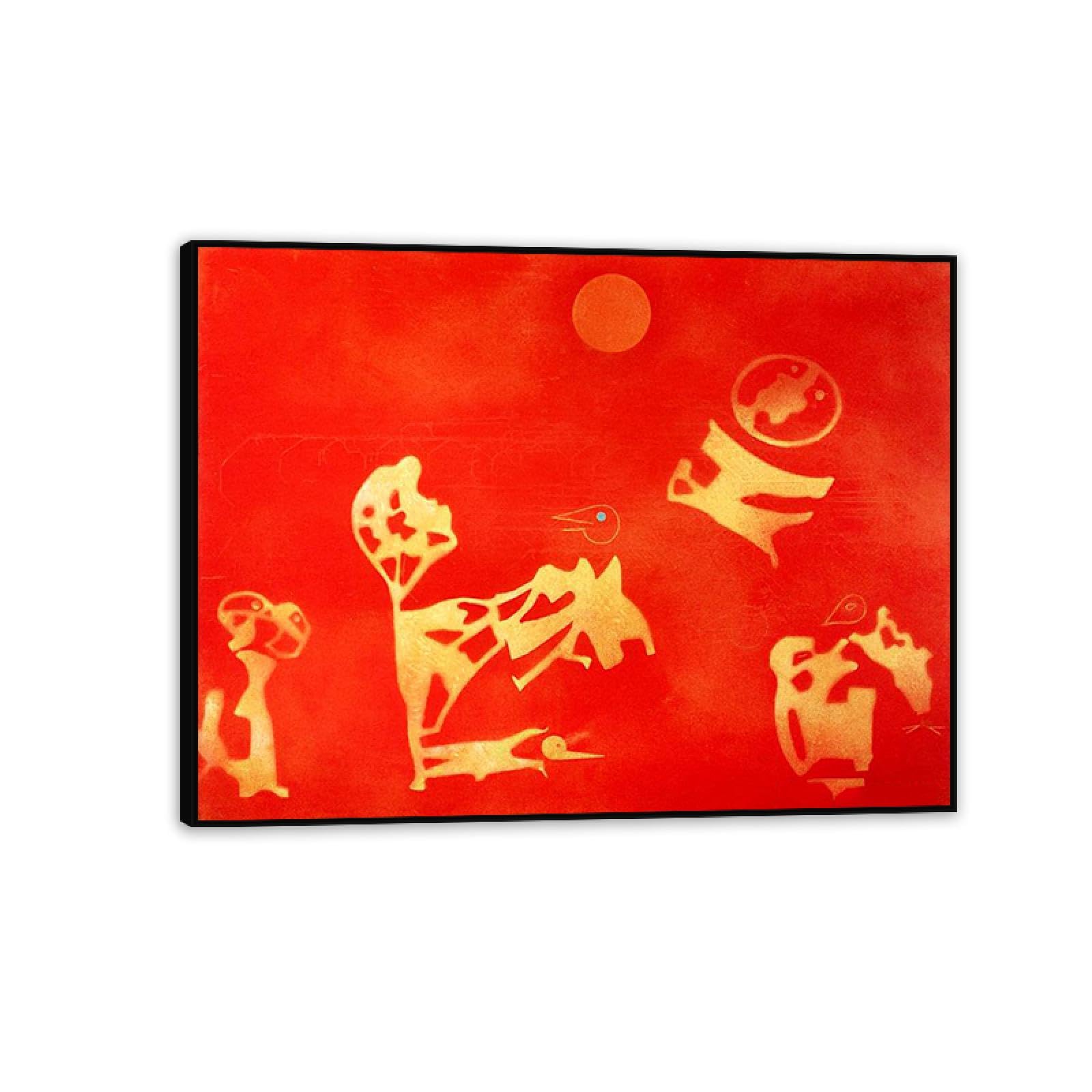 Max Ernst Canvas Wall Art Reproductions Famous Paintings Children Playing with an Astronaut Max Ernst Print on Canvas Artwork Wall Decor for Living room 65x50cm(26x19in) Black Framed