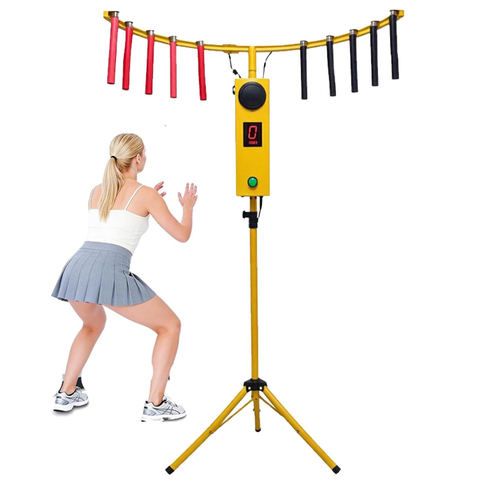 Pvxa Reflex Stick Challenge Game, Hand Eye Coordination Catching Stick Game, with 10 Sticks, MP3, LED Lights, for Party, Business and Game Room Yellow