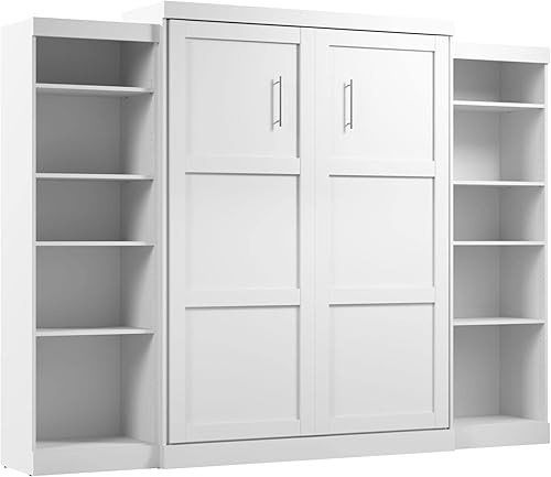 Vista 25 de Bestar Pur - Cama Murphy de tamaño matrimonial con estantería, 84 pulgadas que ahorra espacio para habitación multiusos, color marrón rústico Marrón