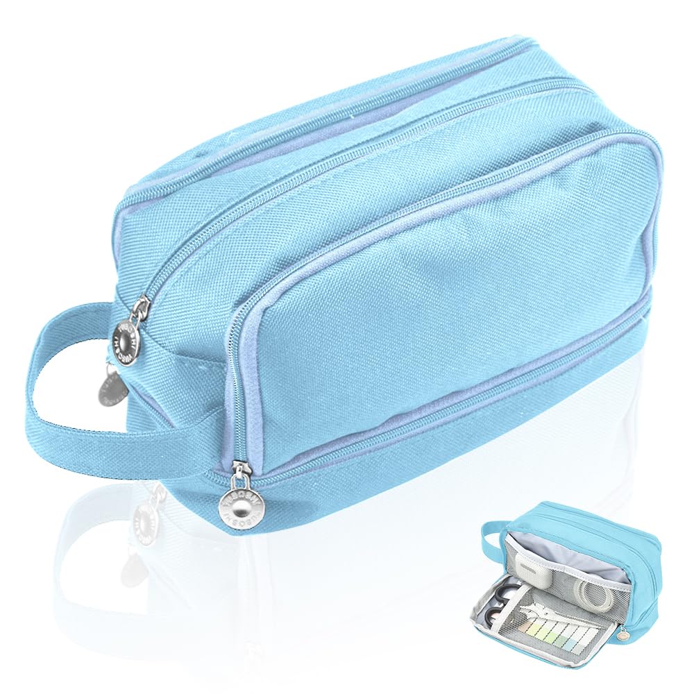 SLTAXAR Estuches Escolares Gran Capacidad, Estuche Escolar 4 Compartimentos, Estuche Grande para Lápices Azul, Estuche de Lápices Organizador de Lápiz para Niños Niñas Adolescentes Adultos