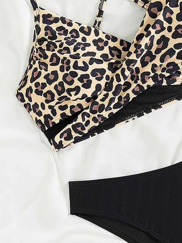 Fanuerg Womens Two Piece Bikini Sets Criss Cross Front Two Piece Swimsuits Mid Waist Cheeky Bathing Suit - Image 6