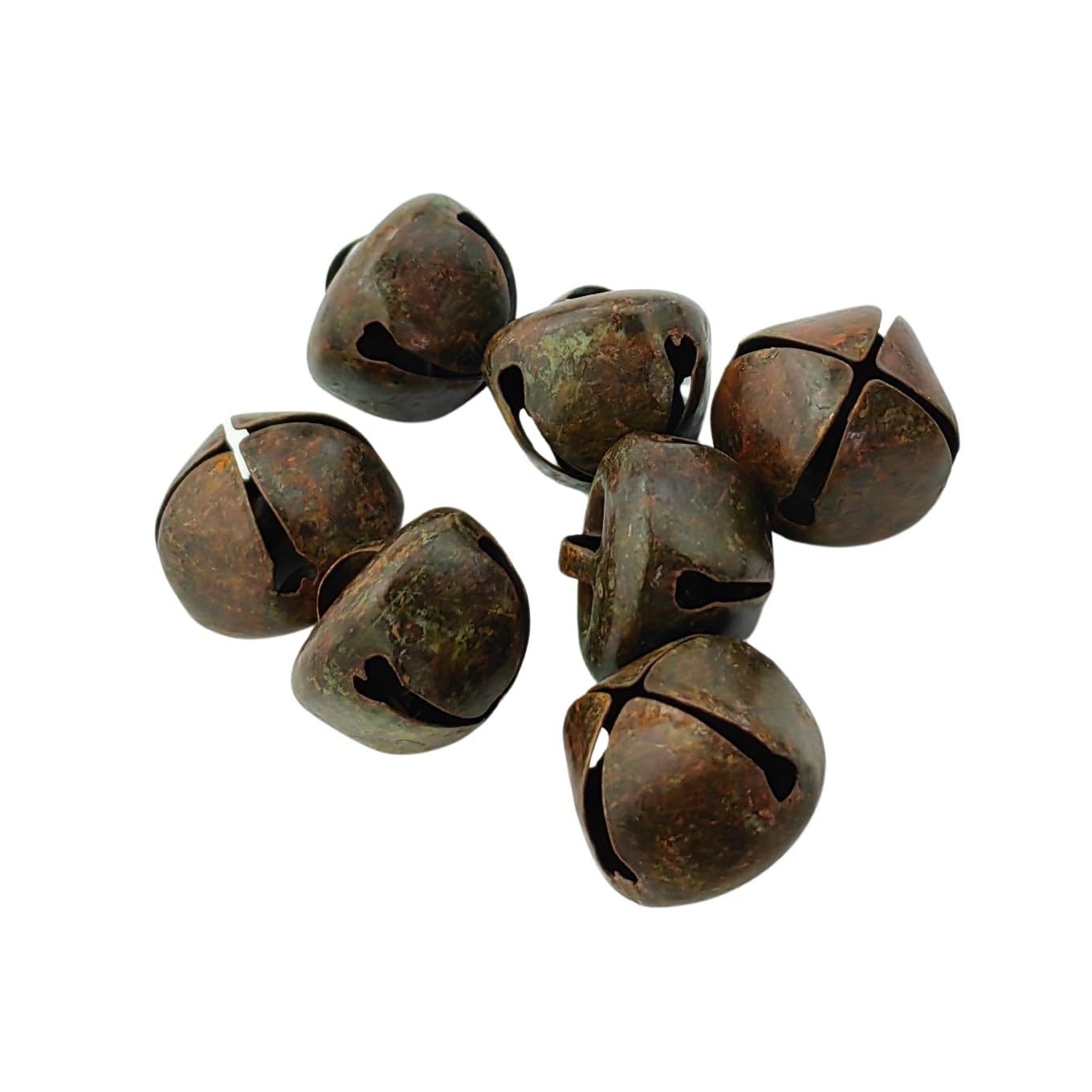 NO DIRTY Rusty acorn bells country primitive craft jingle bell Star cutout shape bells vintage rusty hanging christmass bell Metal barn star home garden decoration (2cm cross bell)
