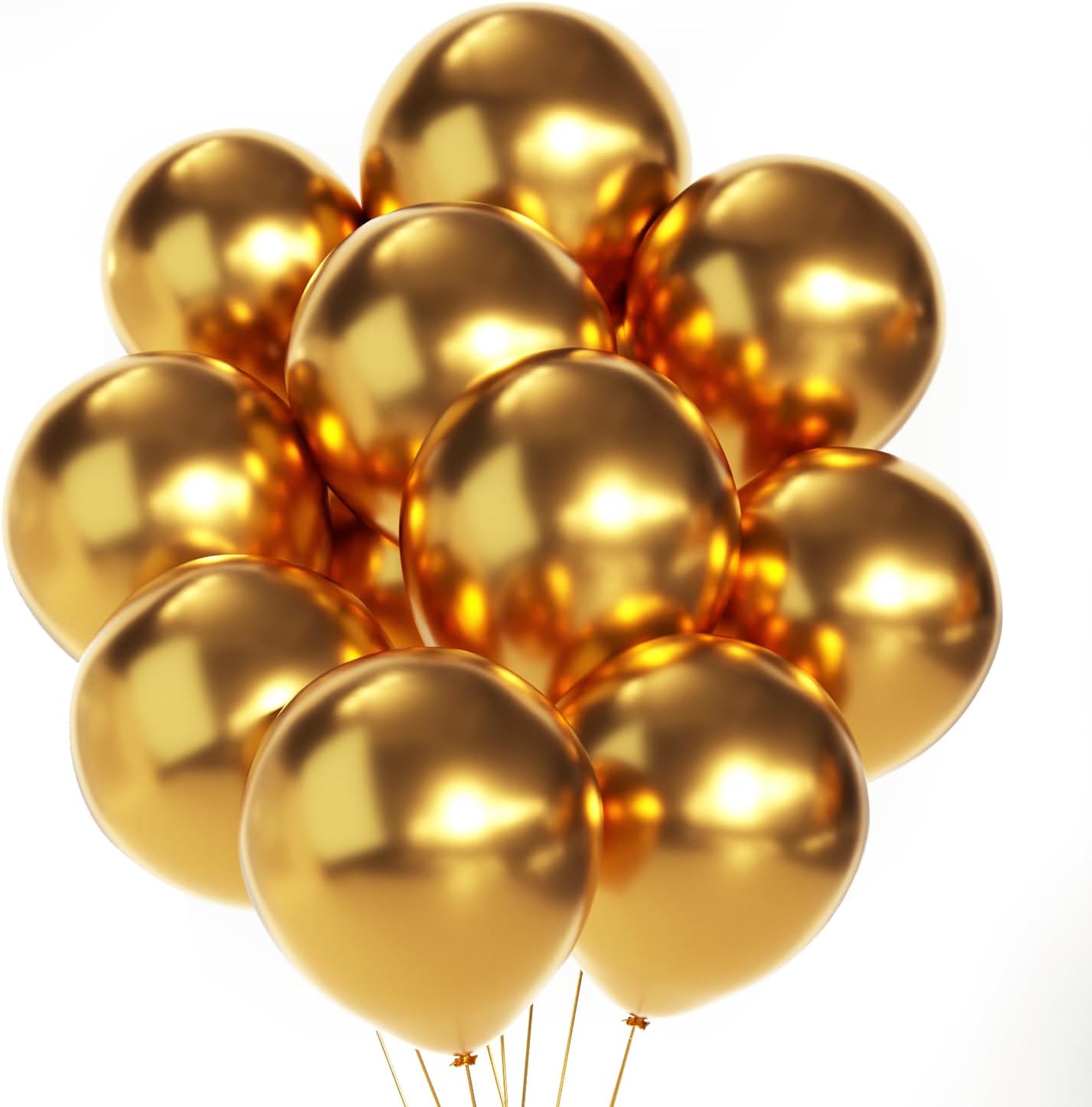 Chrome Metallic Gold Balloons 12inch 70pcs Gold Latex Party Balloons for Birthday Chrome Balloon for Christmas New Year Wedding Engagement Party Decorations