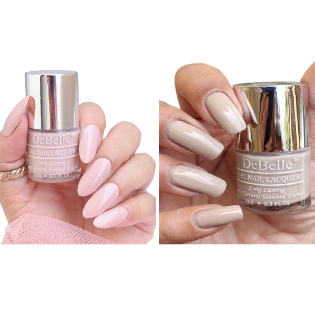 DeBelle Gel Nail Polish Combo of 2 Peony Blossom, Victorian Beige, 8ml each-image-16