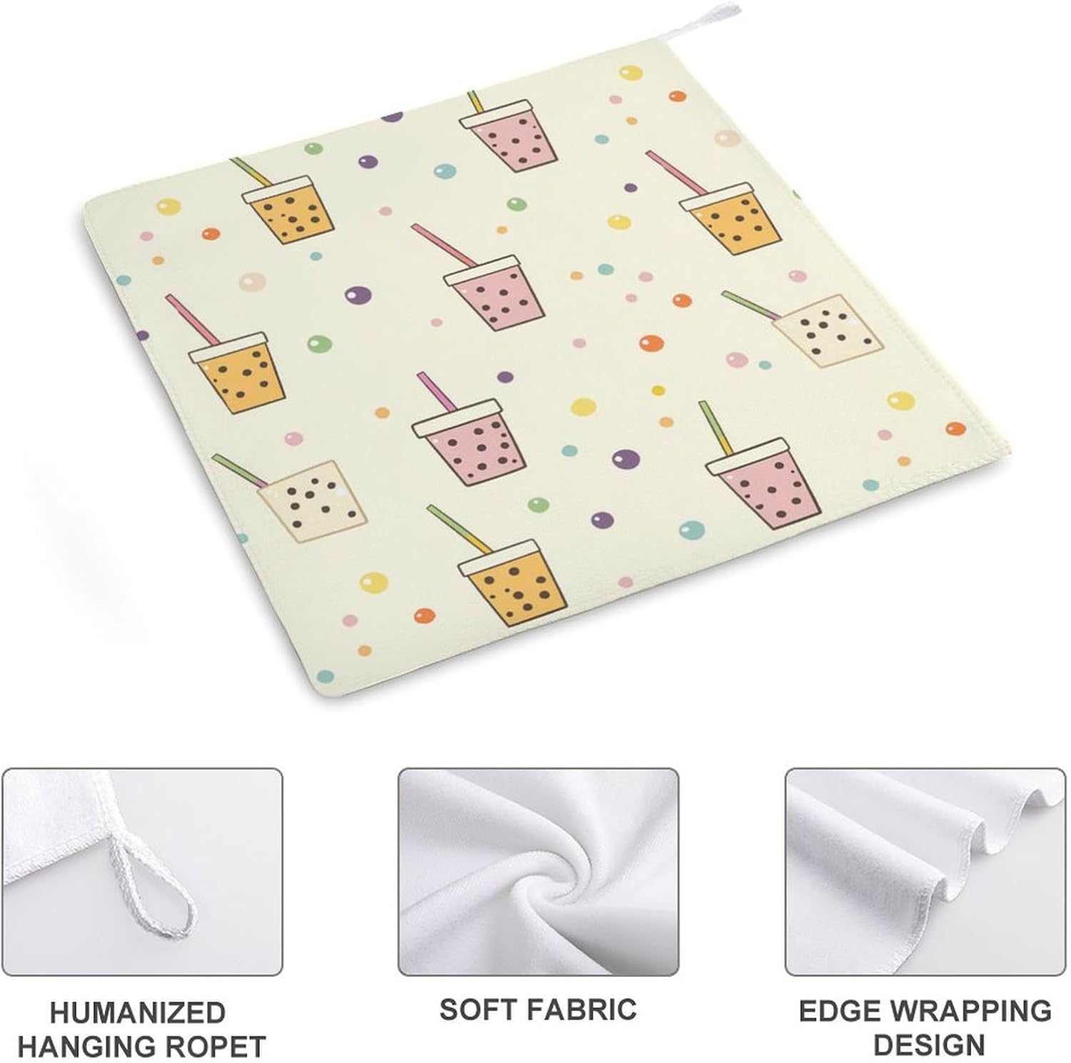 Tea Drink Pattern Towel Hand Towels Decorative Towel for Bathroom Kitchen Shower Gym 4PCS