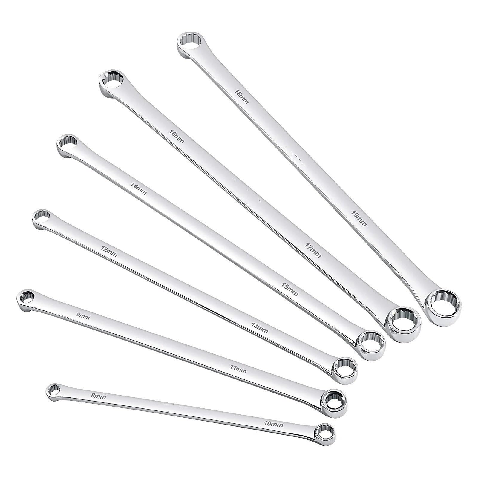 OLAQWENB Torque Wrenches 6PCS Extra Long Box End Wrench Set Metric Combination Durable Aviation Spanner 8mm - 19mm Precision Torque Wrench