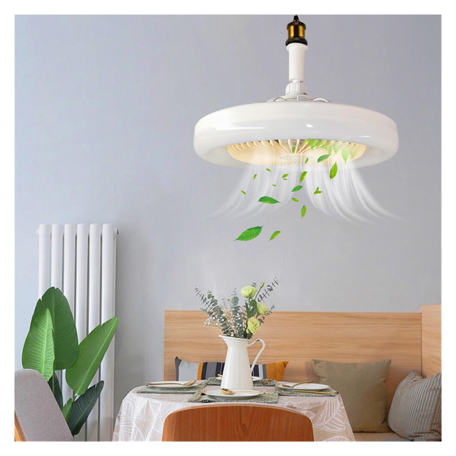 E27 LED Ventilatore da soffitto Lampada a 3 velocità Ventola di raffreddamento Telecomando Luce Dimmerabile Plafoniera elettrico ventilatore Raffreddamento Silenzioso(Style 2)