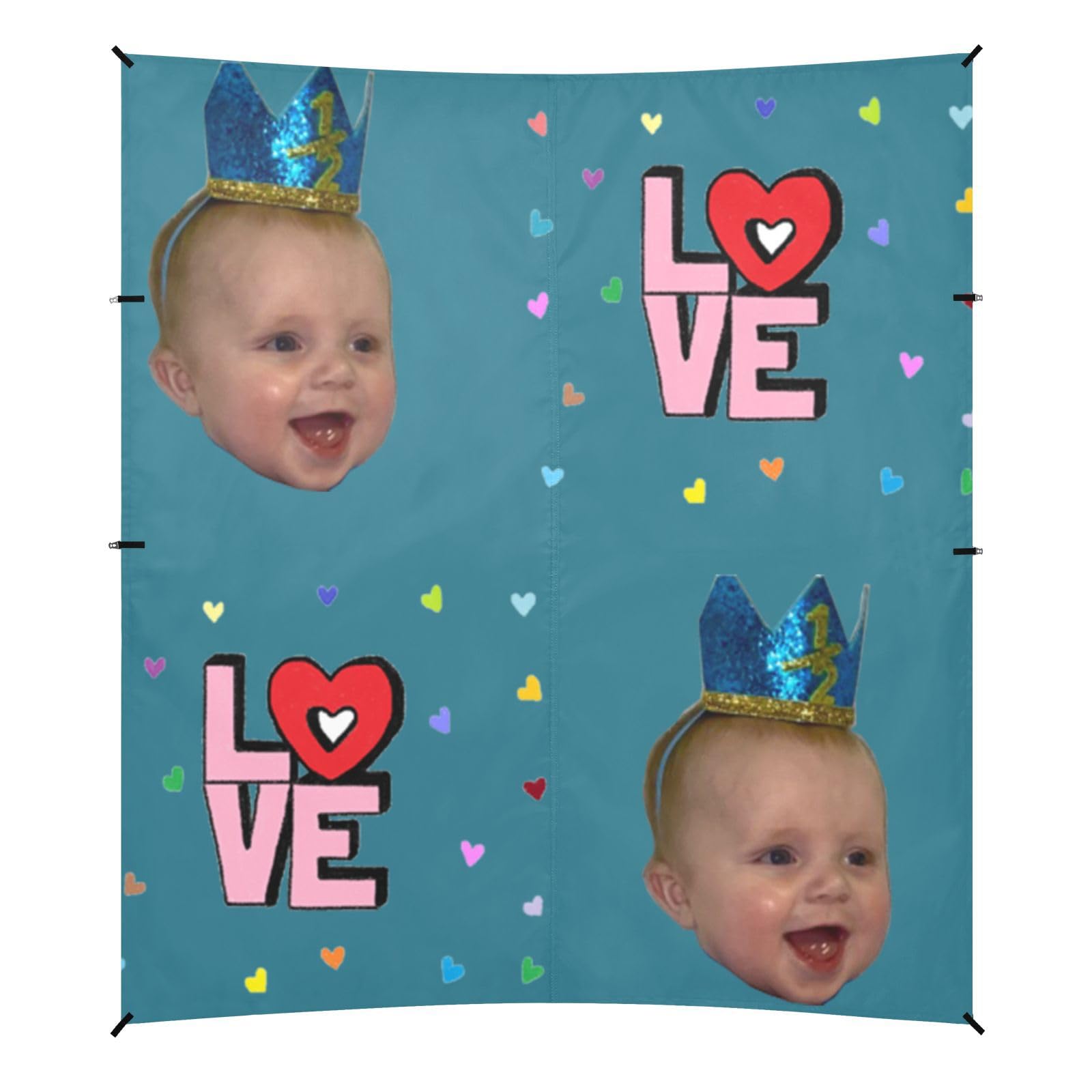 Love Beach Canopy UPF50 Water-Resistant Portable Sunshade with Sand Shovel, Sandbags for Family Travel