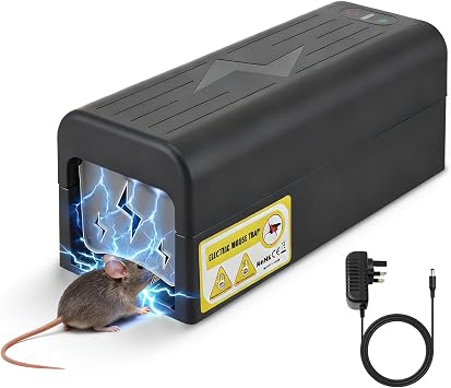 Electric Mouse Trap, Rat Traps that Kill Instantly, Safe Mouse Trap for Indoors, Electronic Rat Killer High Voltage, Plug In Mice Repeller Rodent Zapper for Kitchen, Garage, Warehouse