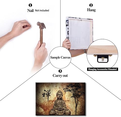 Miniatura 9 de Piy Painting Lienzo decorativo de Buda para pared, sala de estar, dormitorio, decoración del hogar, estatua de Buda pacífica, pintura, decoración