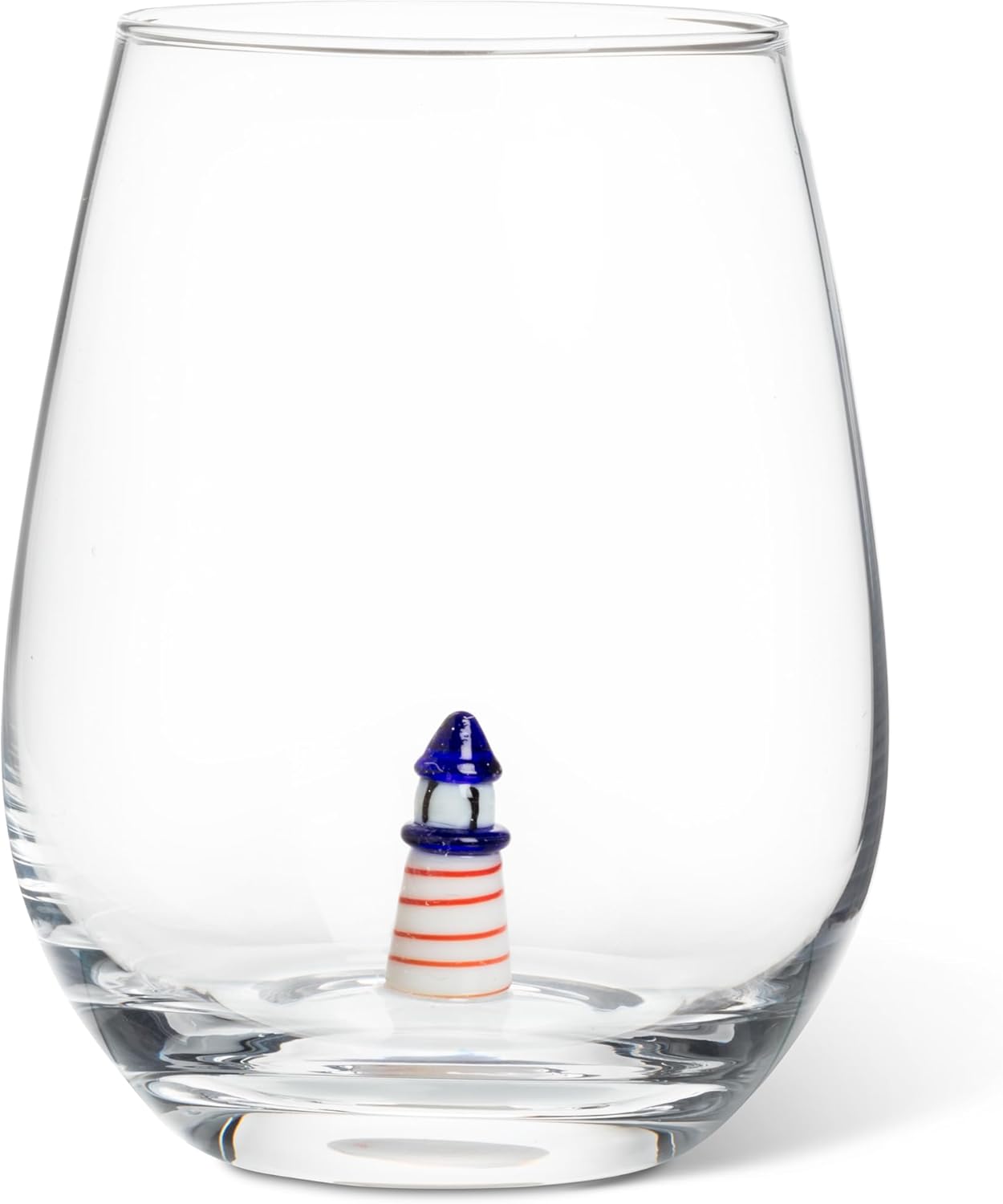 Abbott Collection Cherries Icon Stemless Wine Goblet - Glass, Red/Clear, 4.5" H (20oz)