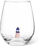Abbott Collection Flamingo Icon Stemless Wine Glass | Durable Borosilicate, Sculpted Charm at the Base, Doubles as a Drink Marker, Pink/Clear, 20oz, 4.5"H