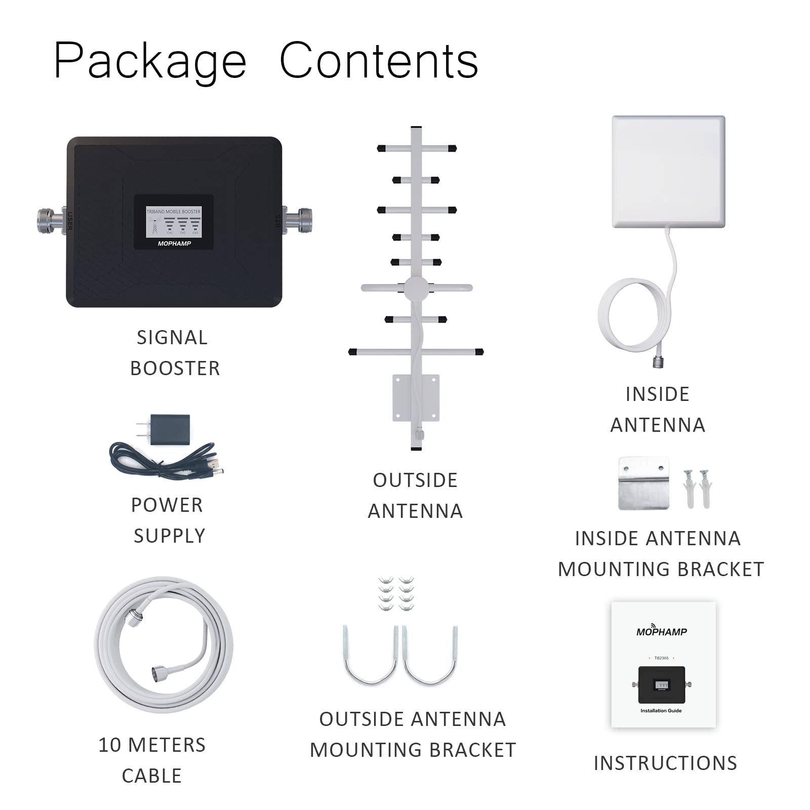 Amplificador de Señal Movil Apto para Movistar, Orange, Vodafone LTE 4G 3G GSM Banda 8 Banda 1 Banda 3 Repetidor de Cobertura móvil 900MHz 2100MHz 1800MHz
