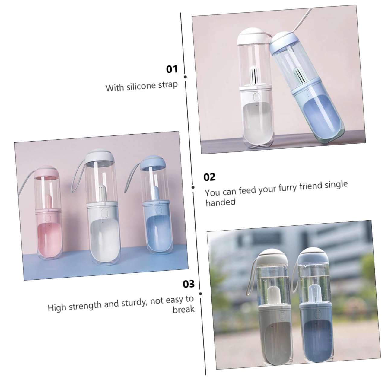 Beavorty Borraccia per Animali da 330ml, Design a U, Apertura Ampia e Uso Mano, di Perdite, per Gatti e Cani in Viaggio
