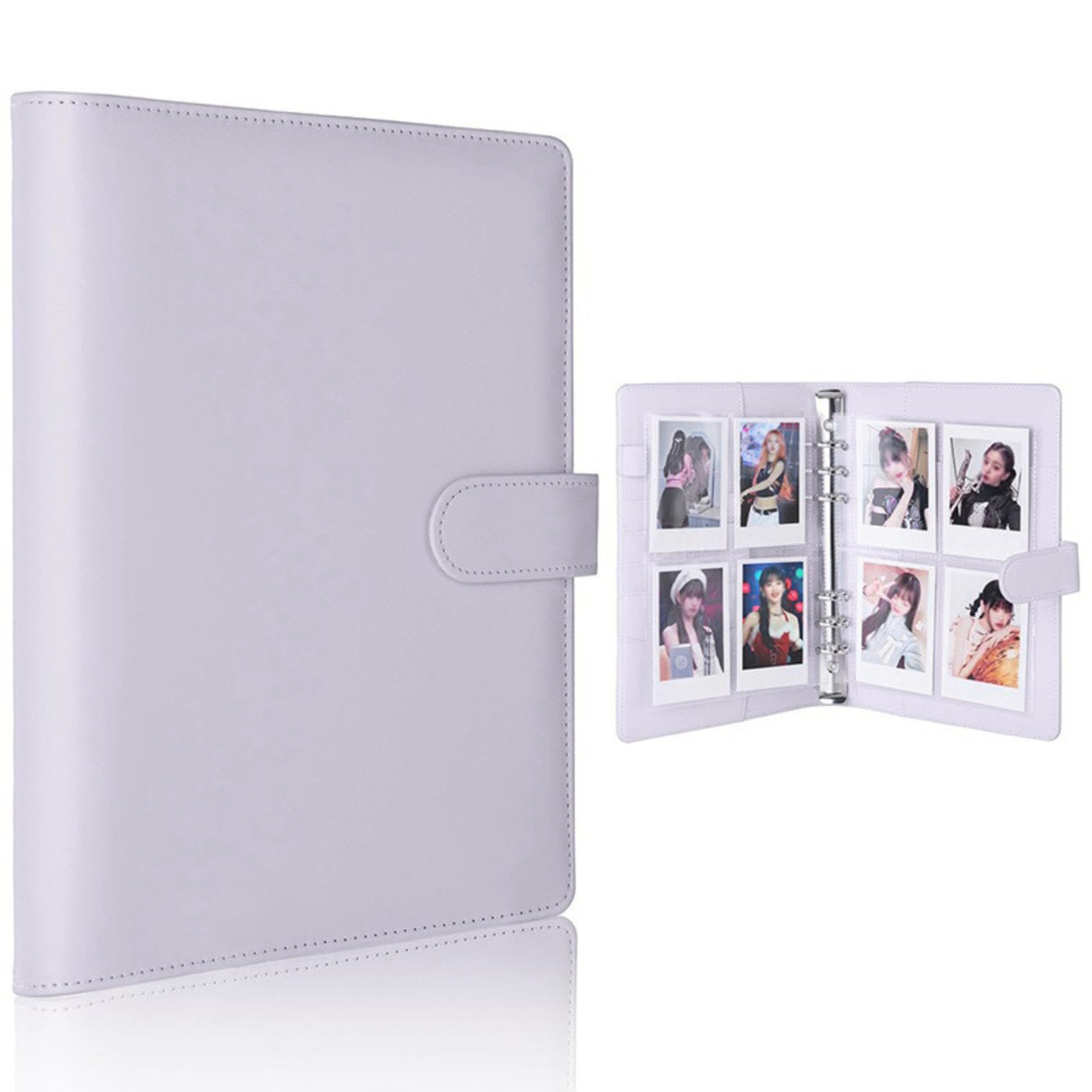 Generic A5 Photocard Binder with 25 Pack 4-Pocket Card Pages, 6 Ring A5 Binder Card Collector Album with 200 Card Slots,PU Leather Binder Cover with Buckle Closure (Purple)